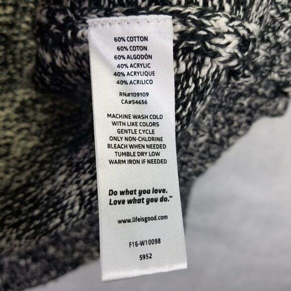 Life Is Good Hoodie Cardigan Women's S Sunset Heart Black White Knit Open Front - Picture 12 of 15